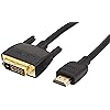 Amazon Basics HDMI-A to DVI (Male) Adapter Cable, Bi-Directional 1080P, Gold-Plated, 3 ft/0.9 m, Single Pack, Black