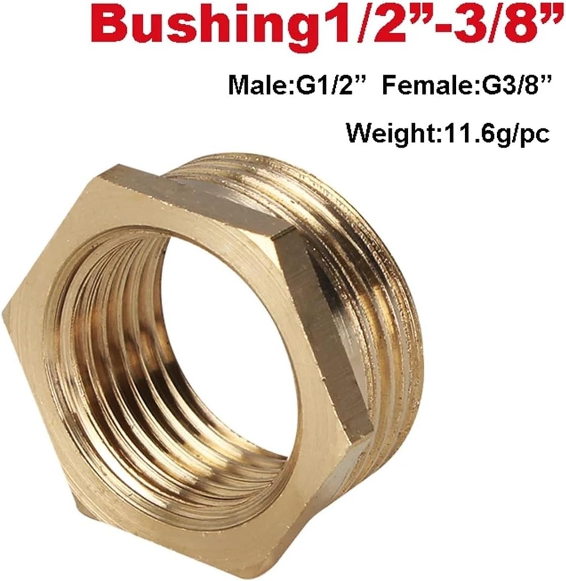 Brass adapter fittings reducing hexagonal bushing male to female connector fuel water gas oil G1/8 G1/4 G3/8 G1/2 G3/4 G1(1I2-3I8,1PC)