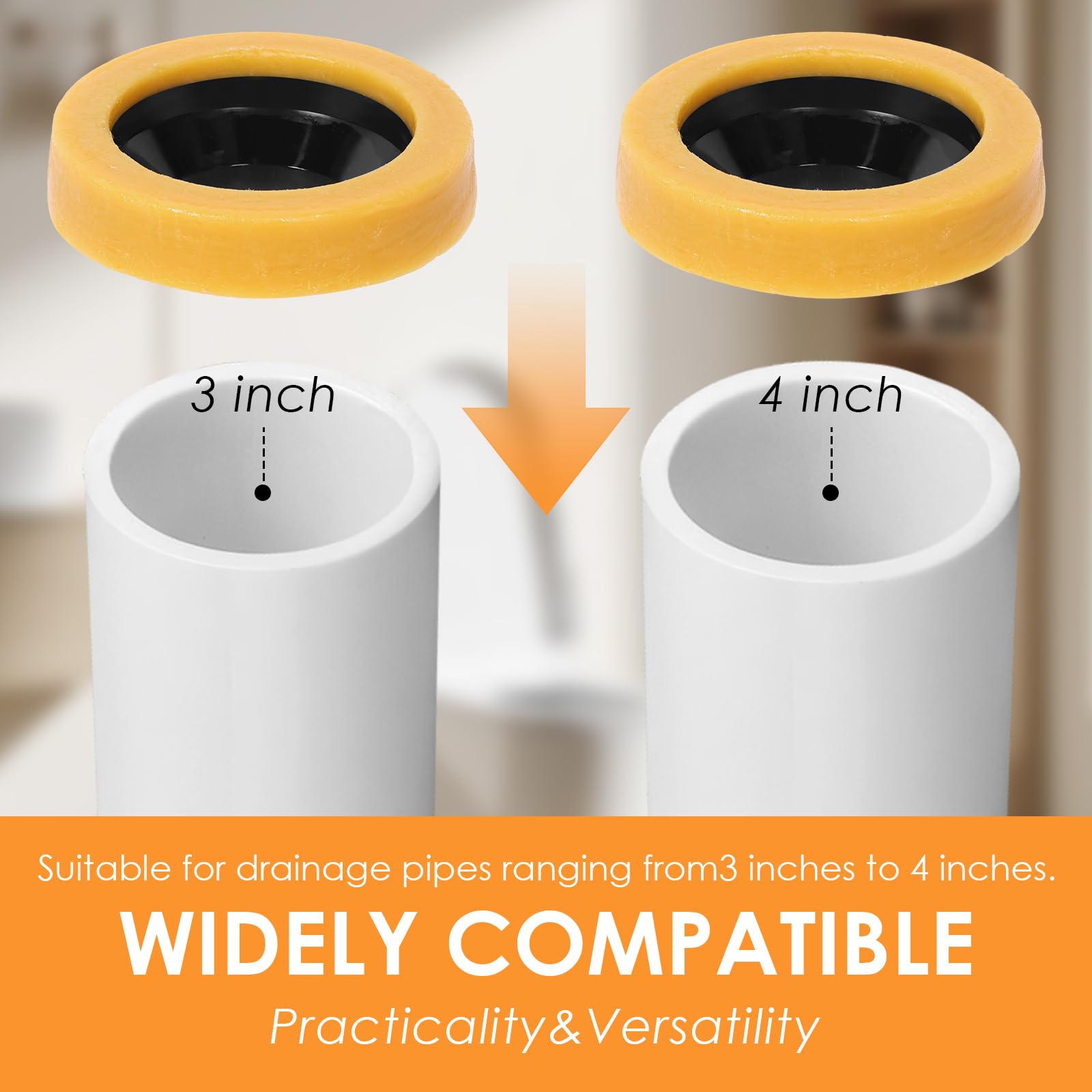 16 guarnizioni in plastica e cera, 2,54 cm di spessore, per tubi di scarico da 76-102 mm, per WC contro perdite e odori