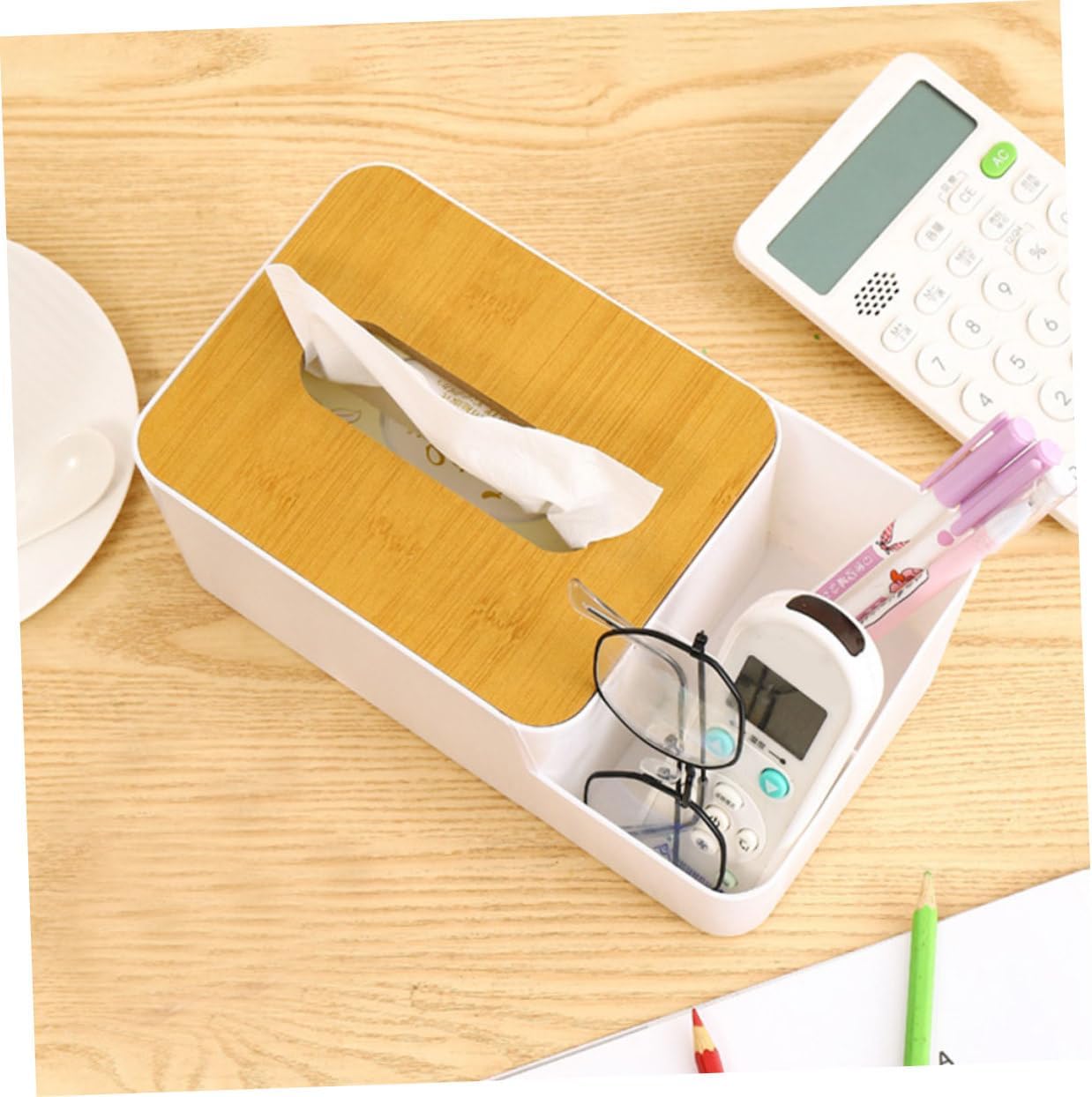 DECHOUS Plastic Tissue Box Storage Case Office Organiser for Desk Napkin Holder