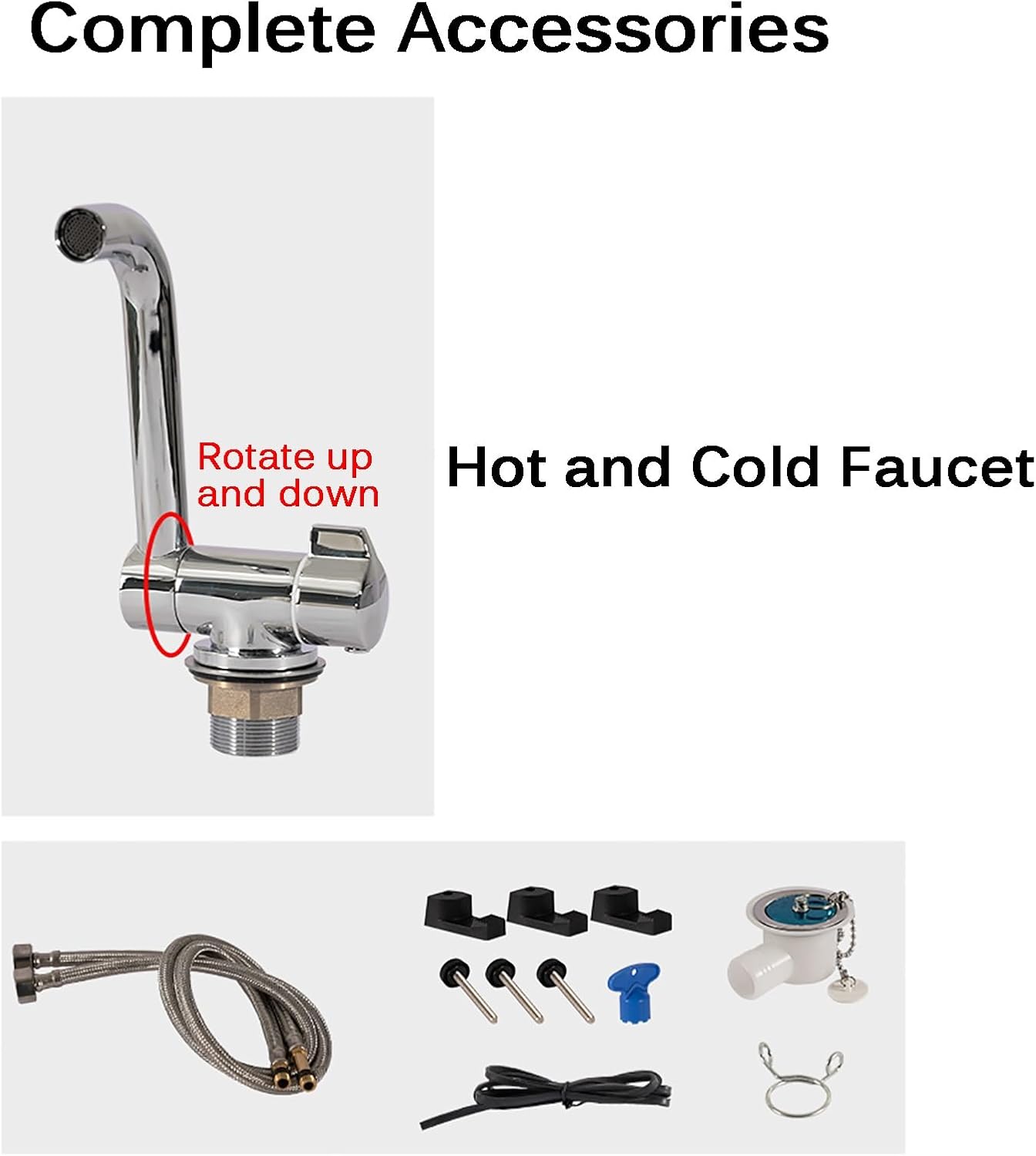Stainless Steel Small RV Sink with Folding Faucet and Lid - Compact Campervan Sink Kit for Camper Accessories