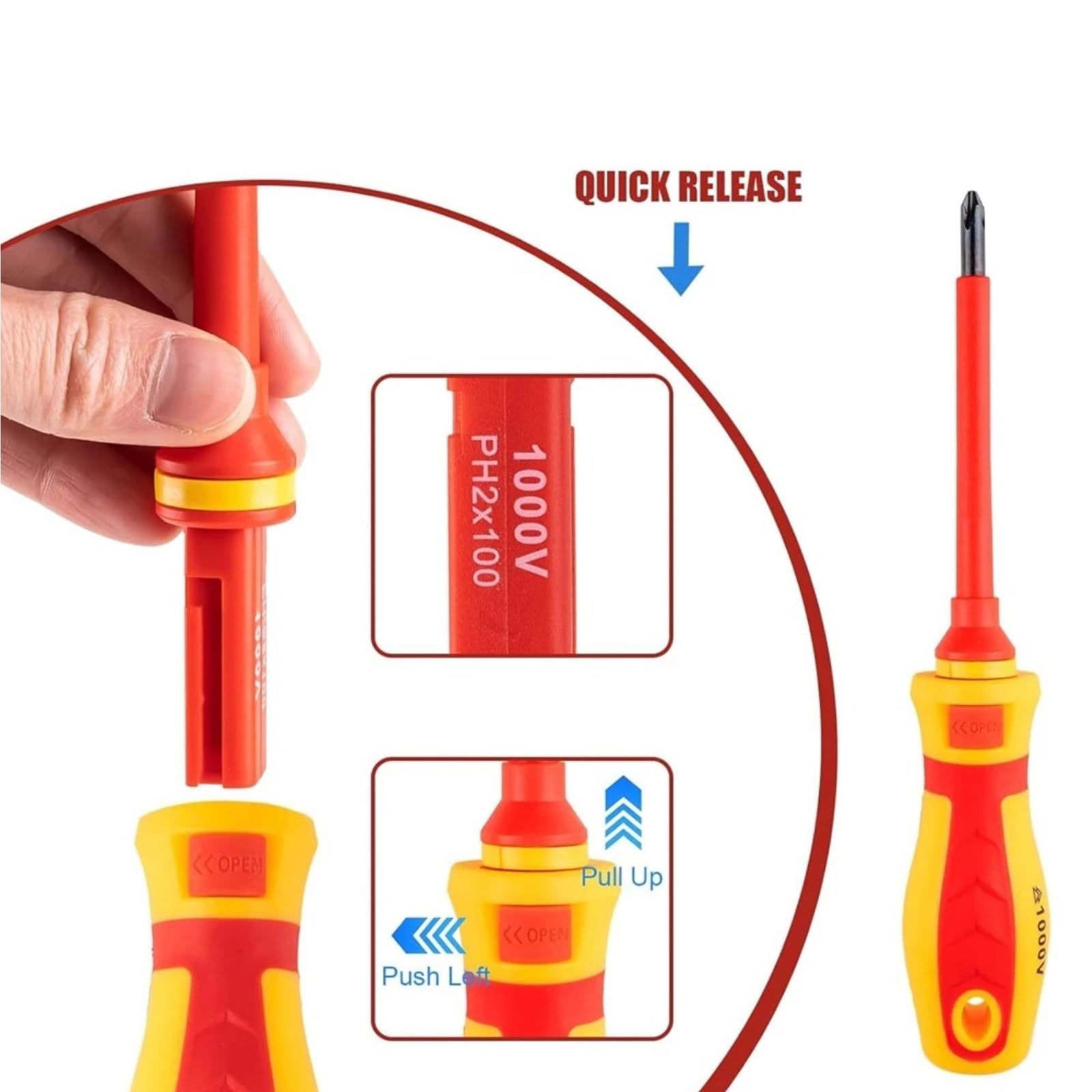 Tester di tensione Para punte Pozidriv Torx a taglio Phillips in acciaio S2 isolato da 1000 V Set di prolunghe(13 pcs combo)