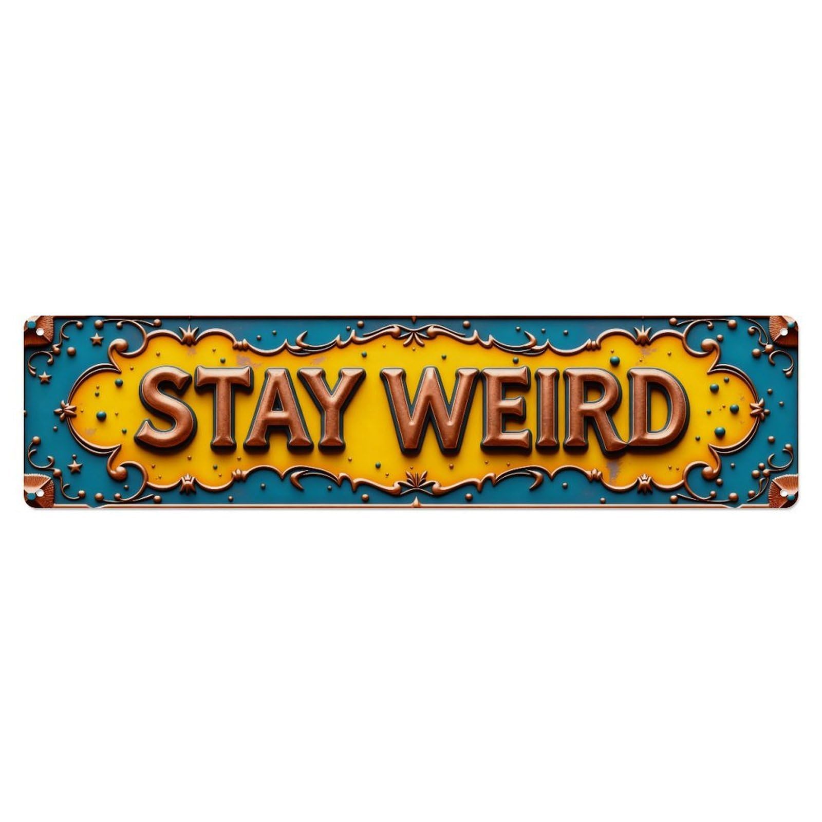 Colorful Ornate Text Design Pattern Metal Tin Sign Plaque