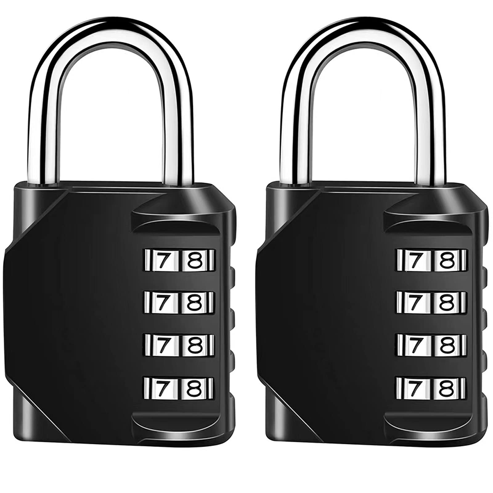Vaupan 2 Pack Combination Lock Resettable 4-Digit Padlock, Outdoor Waterproof and Heavy Duty Combination Padlock for School Gym Locker, Sports Locker, Fence, Toolbox, Gate, Case, Hasp Storage (Black)