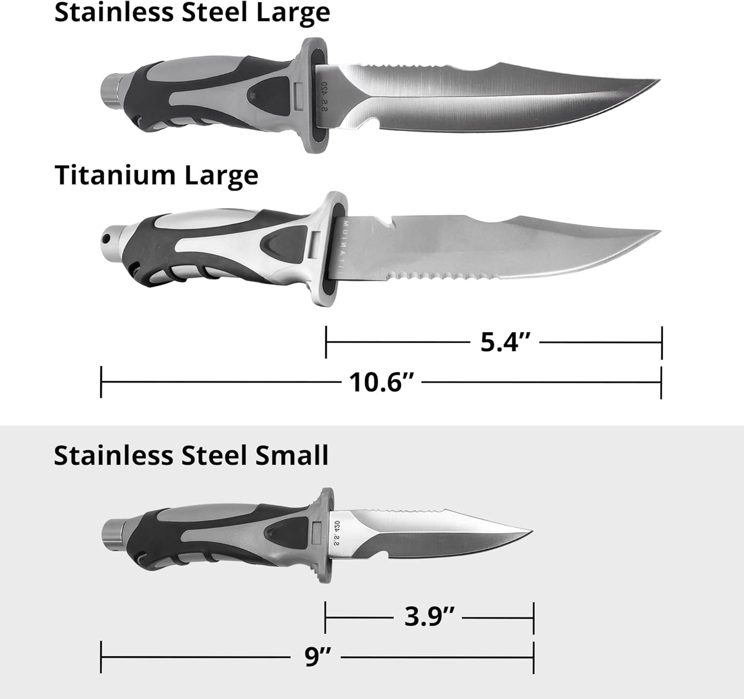 Edge Series Dive Knife - Scuba Diving Knife with Knife Holster, Sheath and Leg Strap - Scuba Knife, Saltwater Knife, Spearfishing Knife (Stainless Steel, Small)