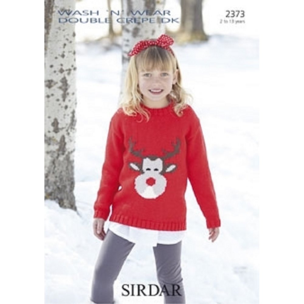 Sirdar Dk Knitting Pattern 2373 - Childrens Reindeer Christmas Sweater
