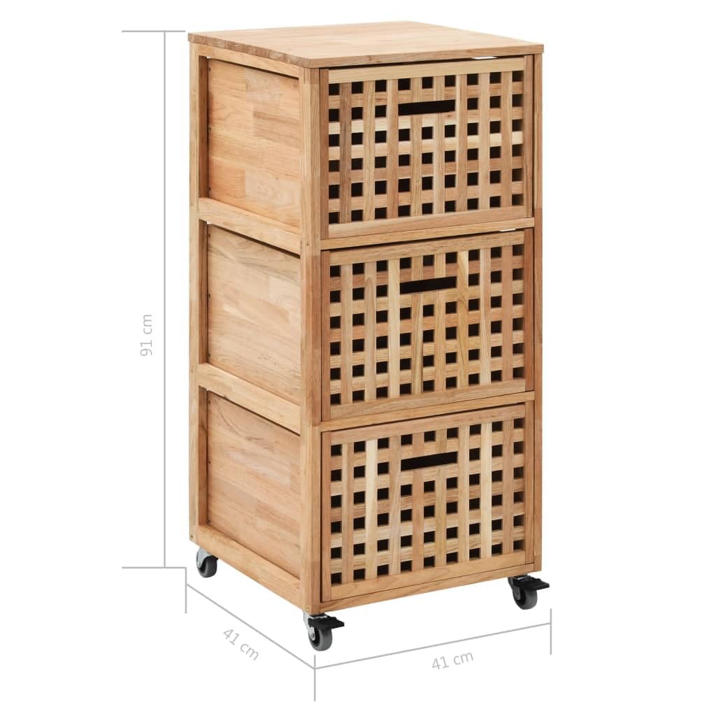 Armario de Baño de Madera con 3 Cestas, Mueble de Almacenamiento con Ruedas para Toallas y Productos de Higiene, Diseño de Celosía para Ventilación, Fácil
