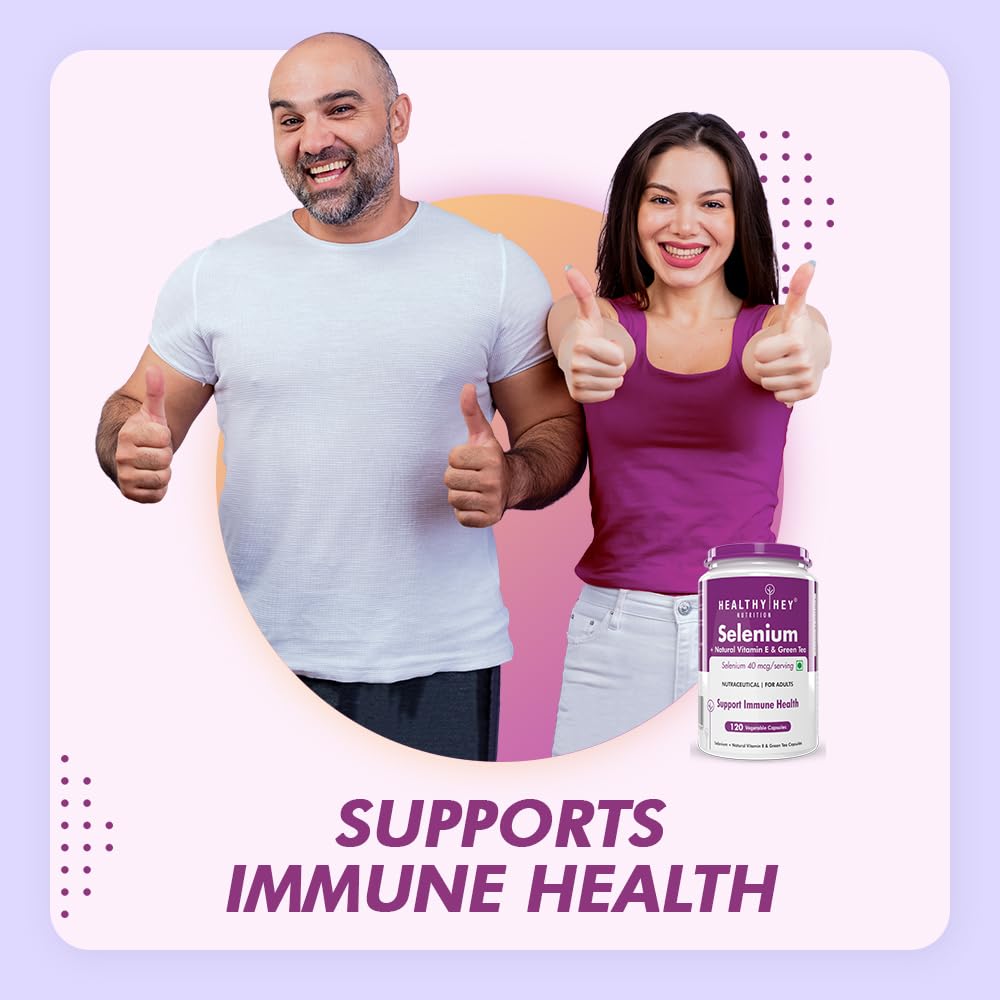 HealthyHey Nutrition Selenium & Natural Vitamin E + Green Tea, Supports Immune Health - 120 Veg Capsules 1