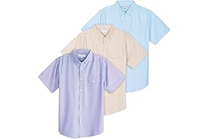 3 Pack Men's Short-Sleeve Oxford Solid Button Down Collar Casual Shirts with Pocket