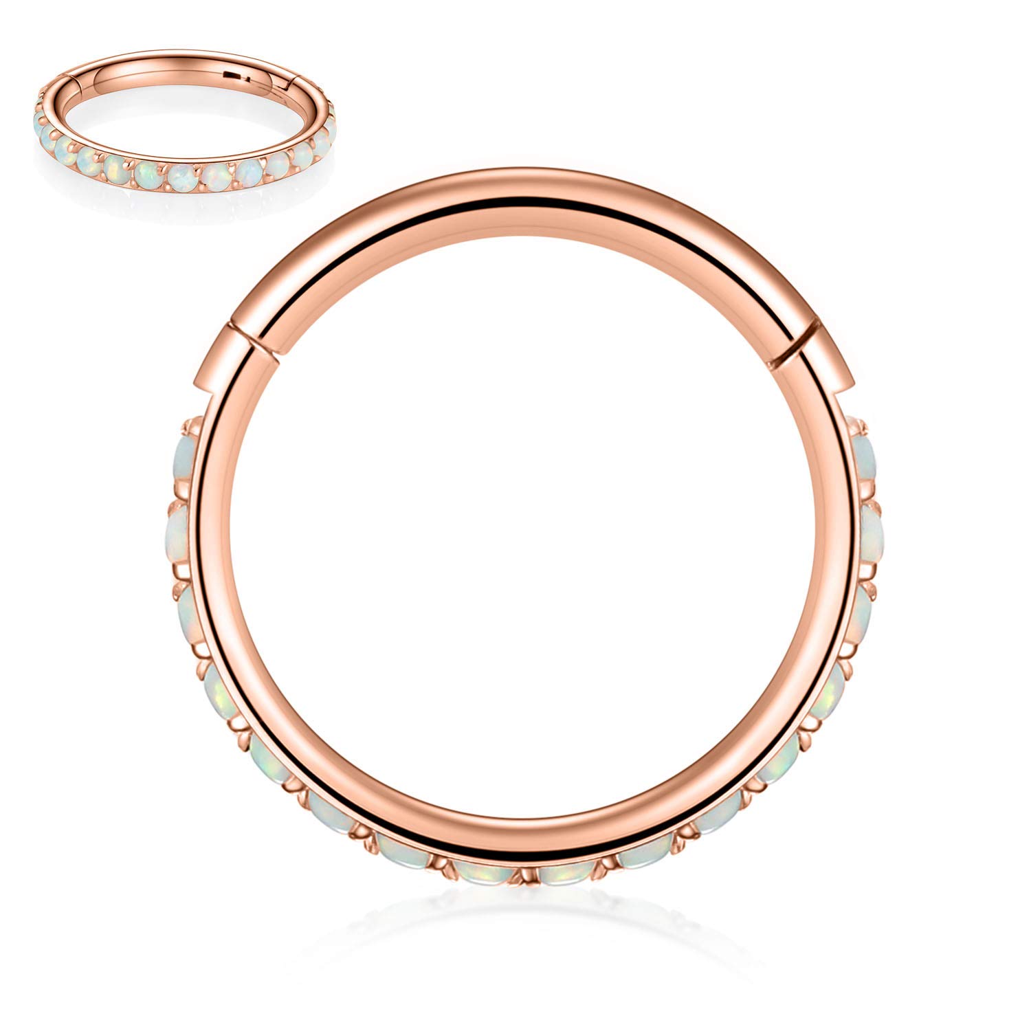 hengkaixuan CZ/Opal Nose Rings Conch Jewellery Septum Clicker 316L Surgical Steel Segment Ring Helix Cartilage Earrings Hoop Daith Tragus Rook Piercing Jewellery — view 31