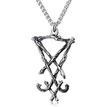 Satanic Necklace Goat Head Inverted Pentagram Sigil of Lucifer Pendant Necklace Jewelry for Men 60cm