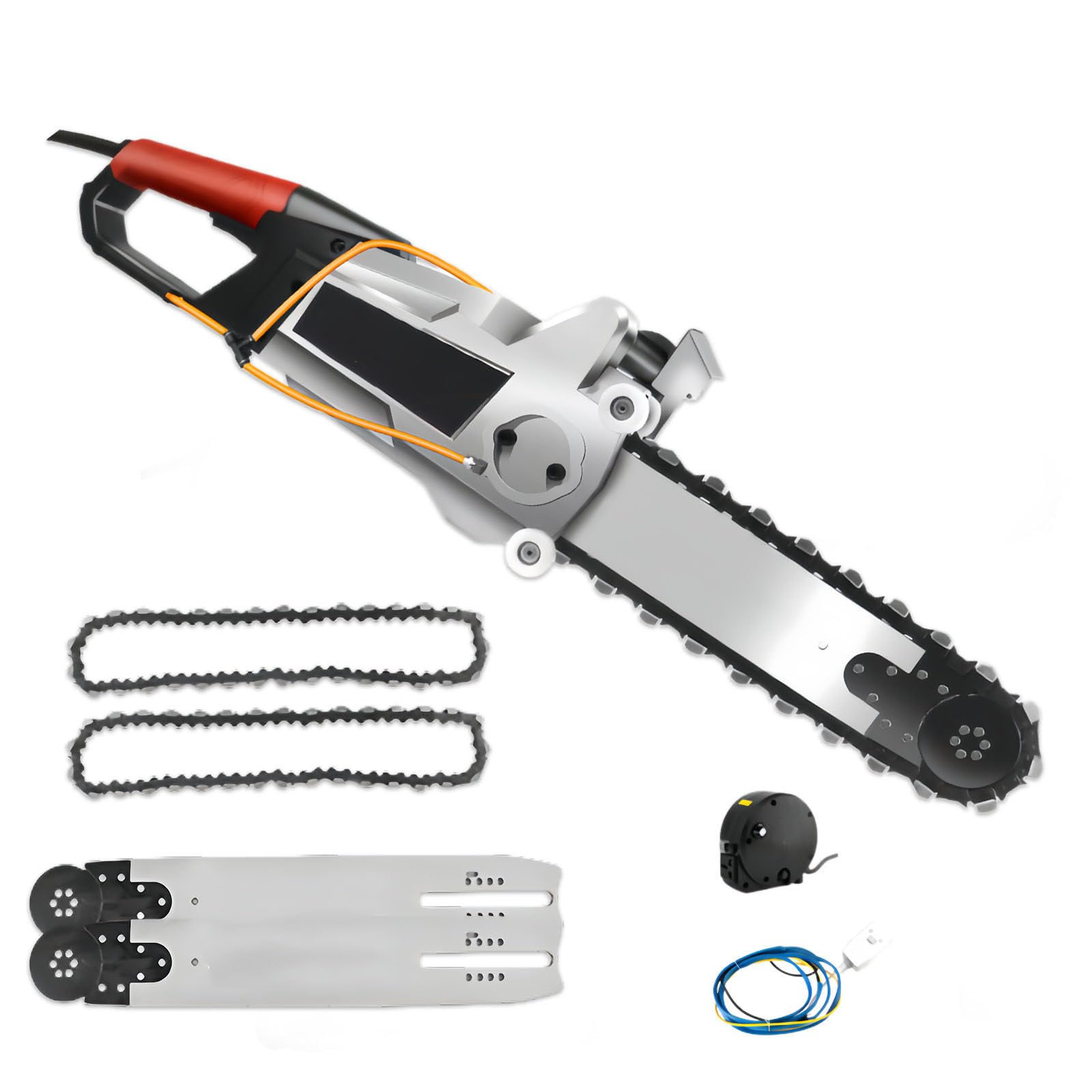 Motosierra Eléctrica De Hormigón, Motosierra De Mano para Cortar Paredes De Granito, Hormigón Y Mármol, Equipo Industrial para Cortar Hormigón con 2 Cadenas Y 2 Barras Guía 350