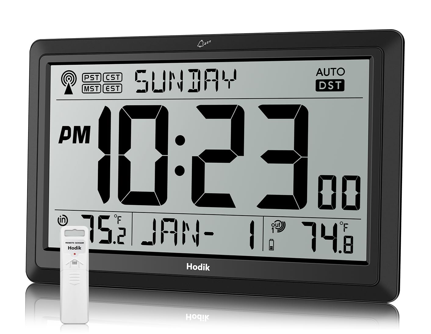 HODIK Atomic Wall Clock with Indoor Outdoor Temp, Digital Clocks