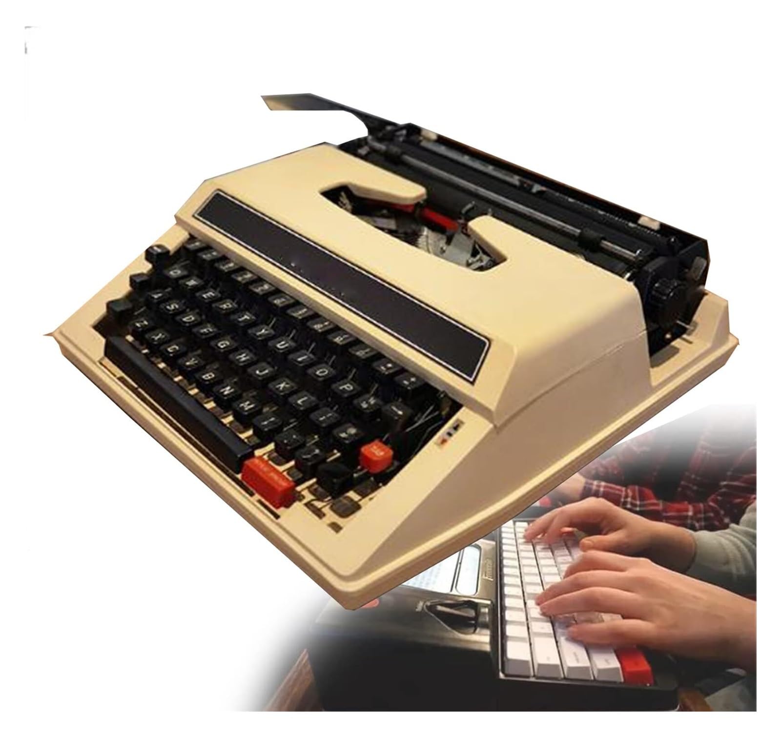 Macchina da scrivere manuale tradizionale stile retrò, macchina da scrivere portatile vecchio stile macchina da scrivere manuale, adatta per scrivere romanzi nelle profondità della giungla (B)