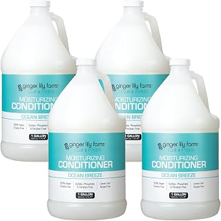 Ginger Lily Farms 4pk/1 gal Moisturizing Conditioner, Ocean Breeze Scent | for Hands, Body & Hair, Moisturizing Wash, Salon Wash, Spa Cleanser, Salon & Spa Essentials, Manicure & Pedicure Supplies