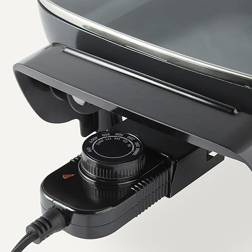 Miniatura 4 de Tienda Basics Sartén eléctrica y sartén con tapa de vidrio, revestimiento de cerámica antiadherente, 12 x 12 pulgadas, color negro