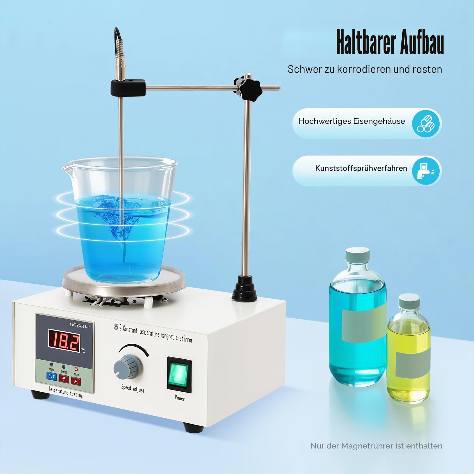 Magnetrührer mit Heizplatte 250 W digitaler Magnetic Stirrer Hot Plate 2L 2000 U/min Magnetrührgerät mit Temperaturanzeige für Laboratorien