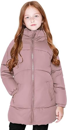 SOLOCOTE Girls Winter Coats Heavyweight Mediun Length Warm Jackets Down-like Cotton Wadding Outwear