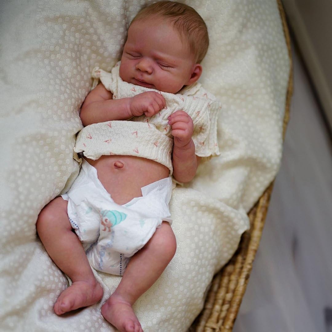 Anano Reborn Baby 46 cm Vollsilikon Lebensecht Silikon Puppen Baby Wie Echt, Reborn Babies Ganzkörper Silikon Puppen Für Erwachsene Sammler, Babies Puppe Echt Mädchen