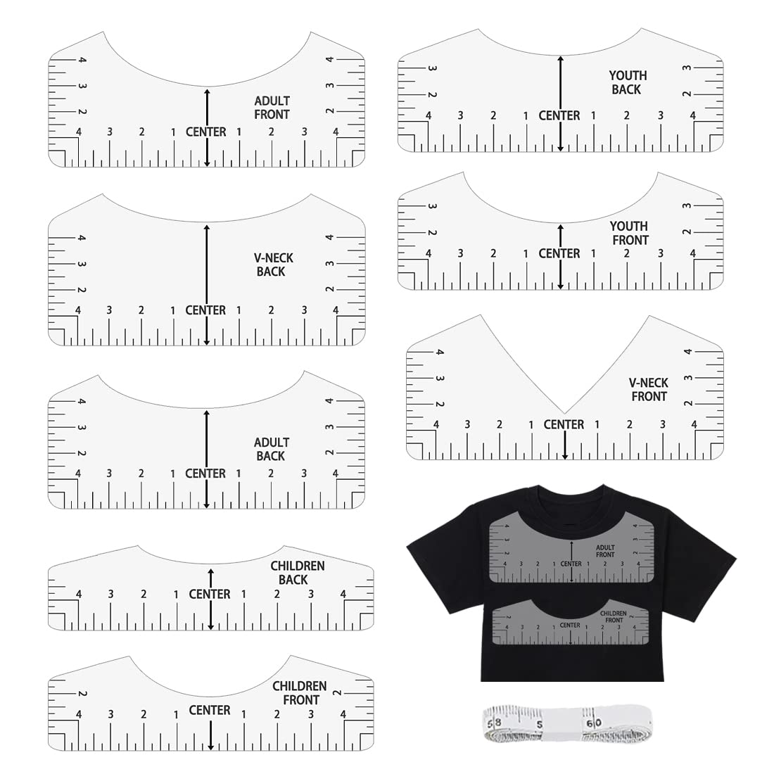 T-Shirt Lineal Set - Zentrierwerkzeug Für HTV & Sublimation