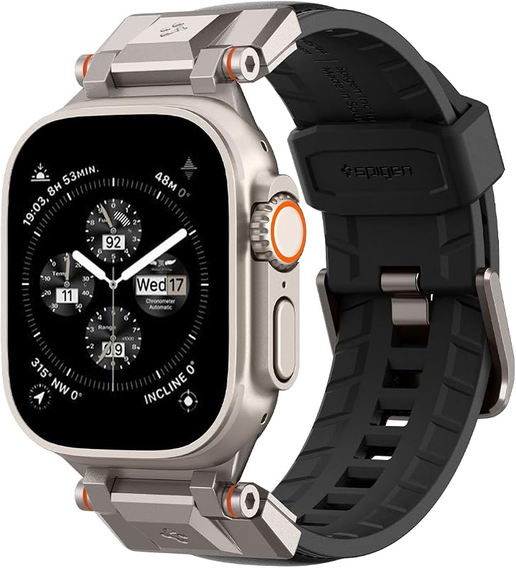 Spigen DuraPro Armor para Apple Watch Band, correa de conector de metal duradera | Para Apple Watch Ultra 3/2/1 49 mm, Serie 10 46 mm, 9/8/7 45 mm, SE2/SE/6/5/4 44 mm, 3/2/1 42 ​​mm Pulsera resistente