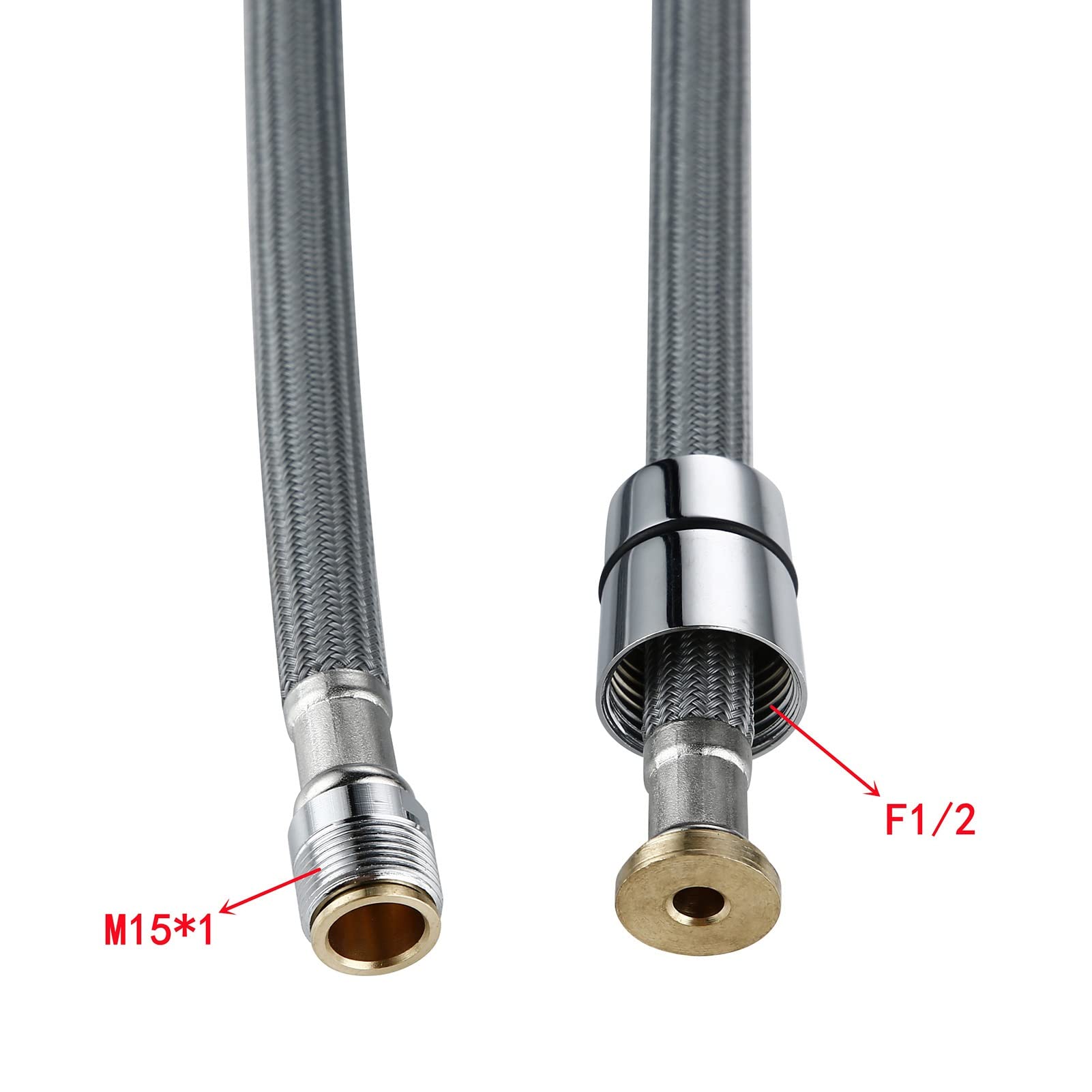 1.5m F1/2 M15*1 szary nylonowy kran kuchenny wyciągany wąż kuchnia łazienka wąż prysznicowy elastyczny ściągany wąż wodny fajka wodna