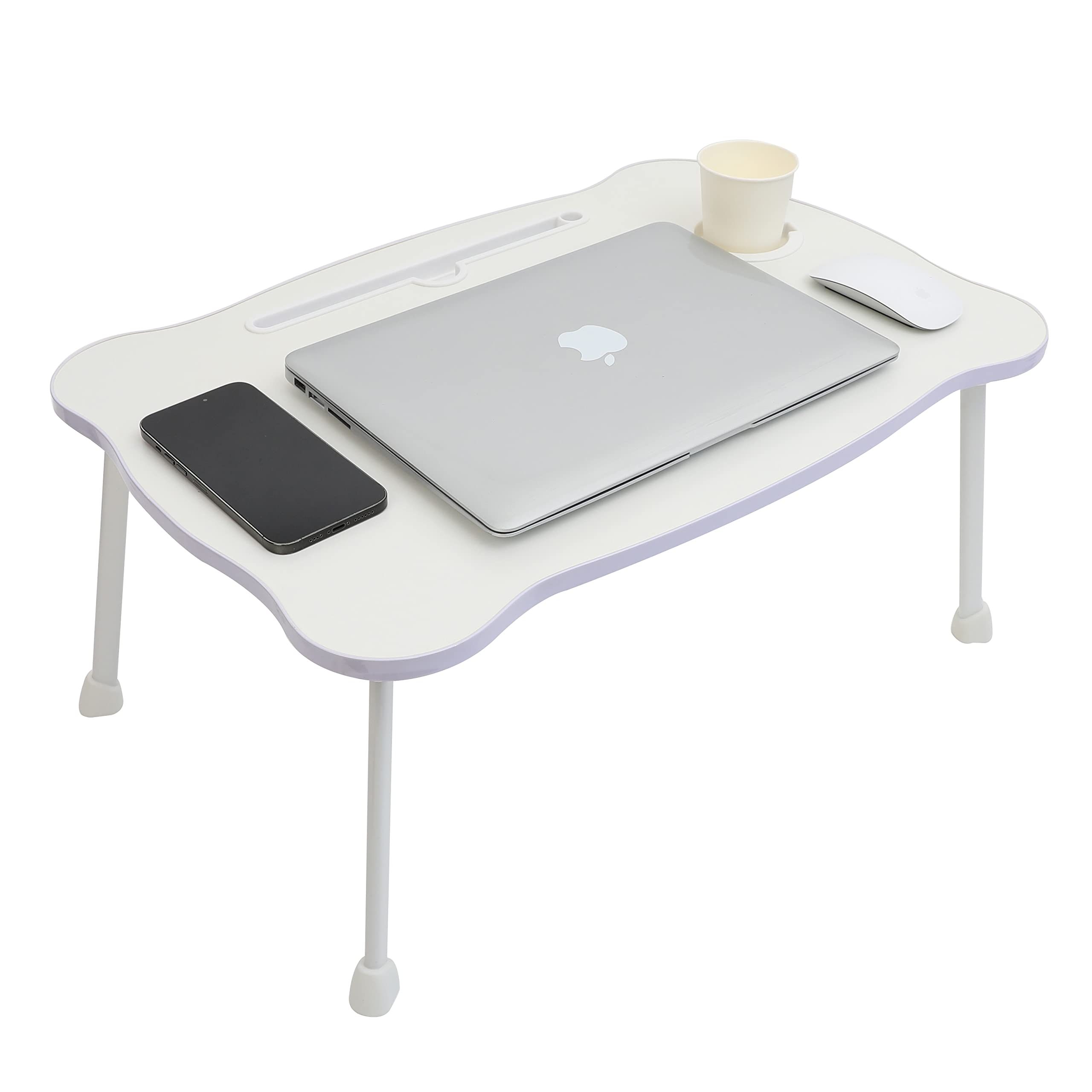 LY Home Foldable Laptop Horseshoe Table Legs Multifunction Laptop Desk Lap Desk Foldable Suitable as Breakfast Tray, Writing Desk, Drawing Table for Floor & Bed (White) (220316LYMZ)