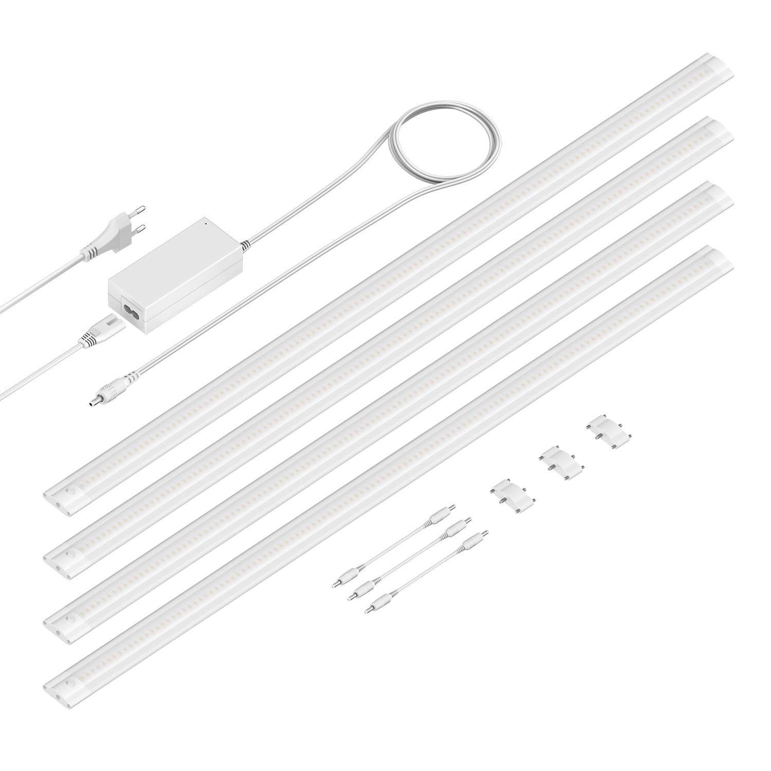 ledscom.de LED Unterbau-Leuchte SIRIS weiß matt, flach, 90cm, je 963lm, warm-weiß 4er Set