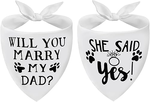 Will Your Marry My Dad & She Said Yes - Pañuelos para perros, anuncio de compromiso de perro, accesorios de fotos de compromiso de boda, accesorios