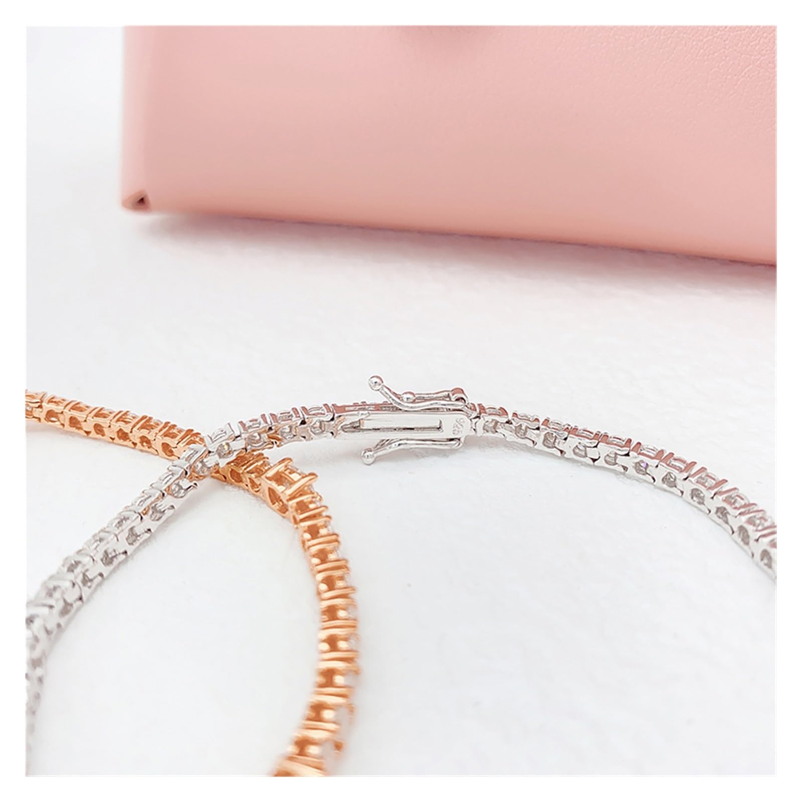 LYGBAOFUL Armband-Armband mit Moissanit-Tennisarmband, 14 Karat vergoldet, Ins D Vvs1, Moissanit-Diamant-Handarmband, 925er Silber, Damen-Pass-Tester (weiß vergoldet, 20,3 cm)