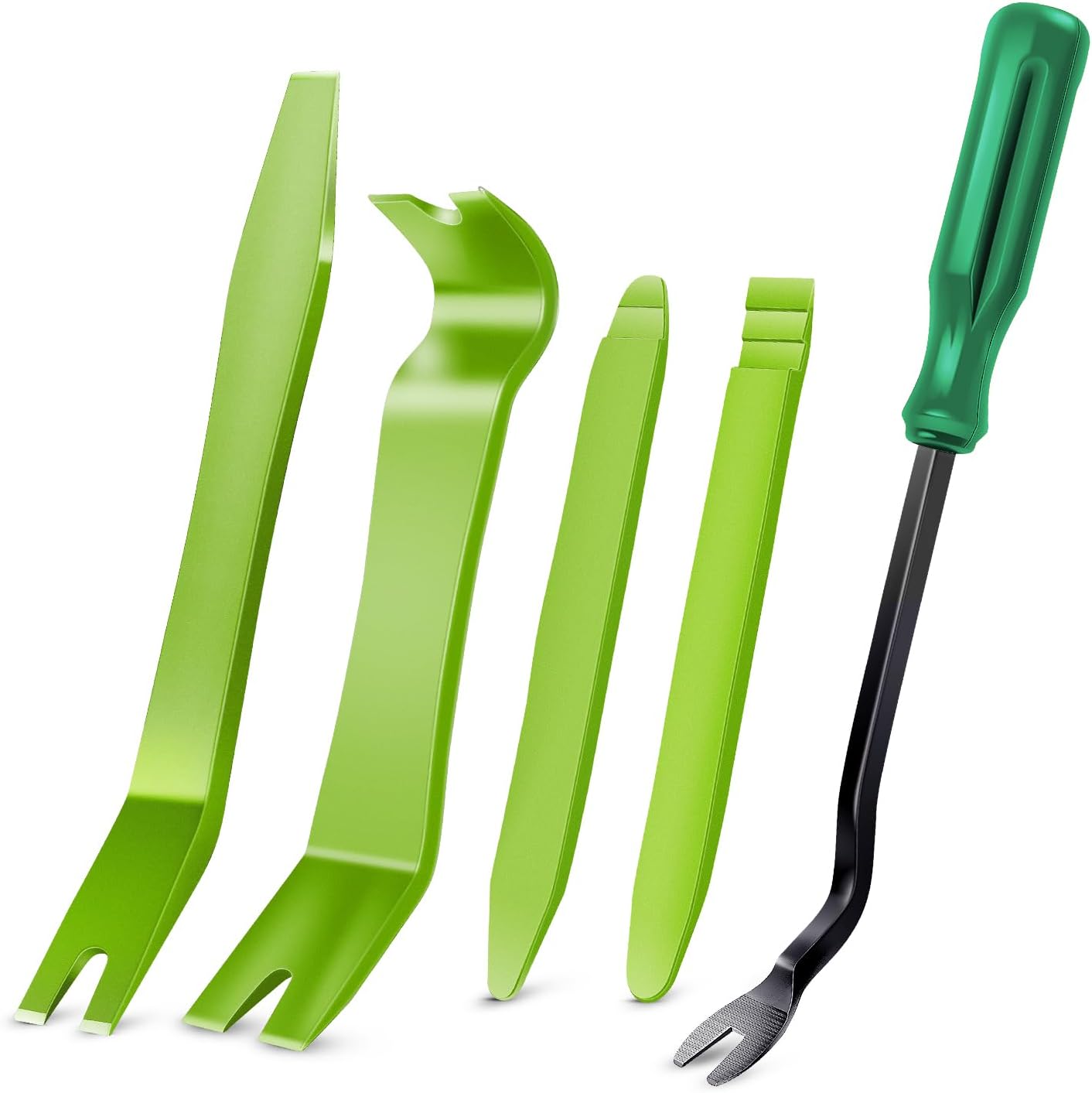GOOACC 5PCS Auto Trim Removal Tool Kit No-Scratch Removal Tool Kit for Car Audio Dash Panel Window Molding Fastener Remover Tool Kit-Green