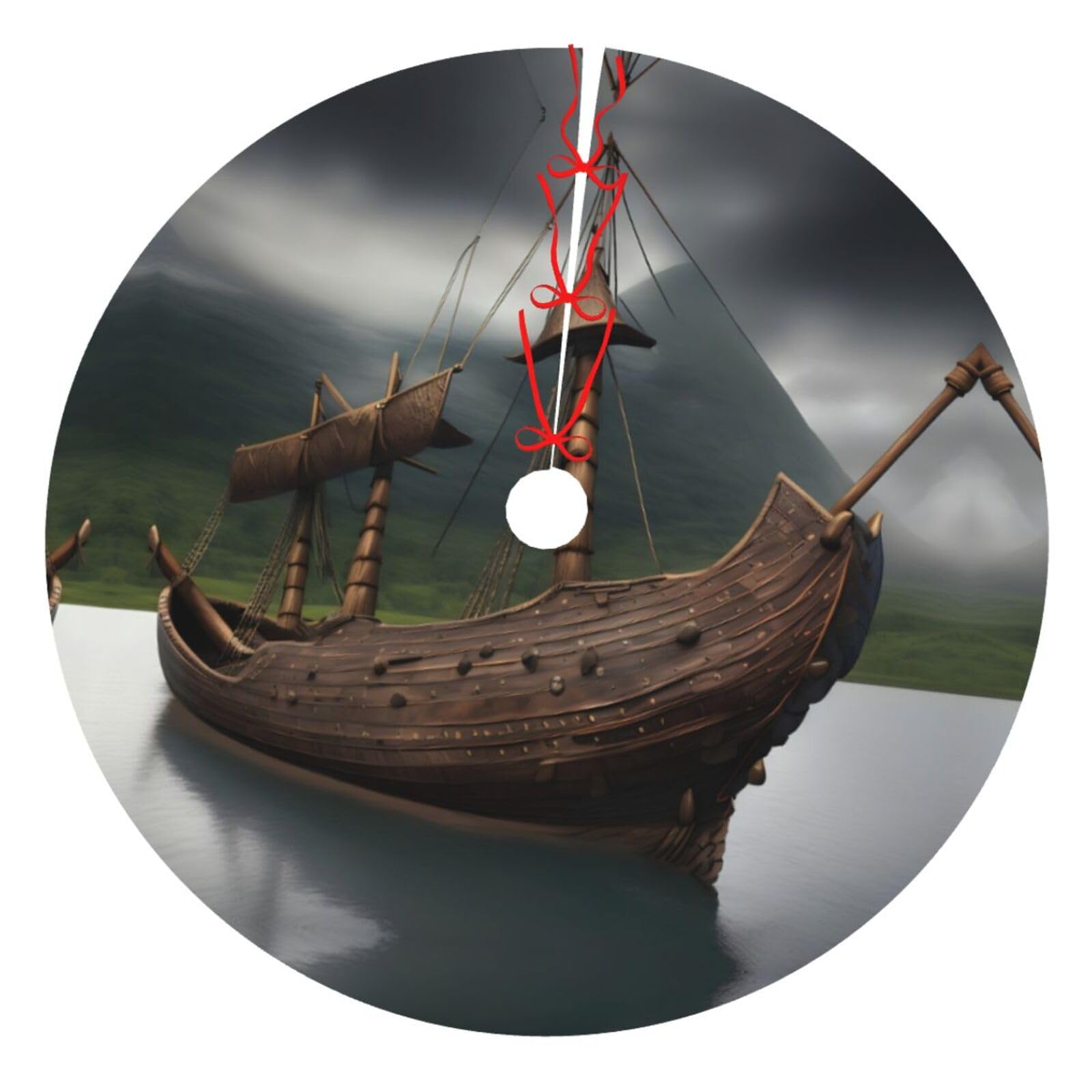Jupe d'arbre de Noël Vikings tapis de fête bateau camion