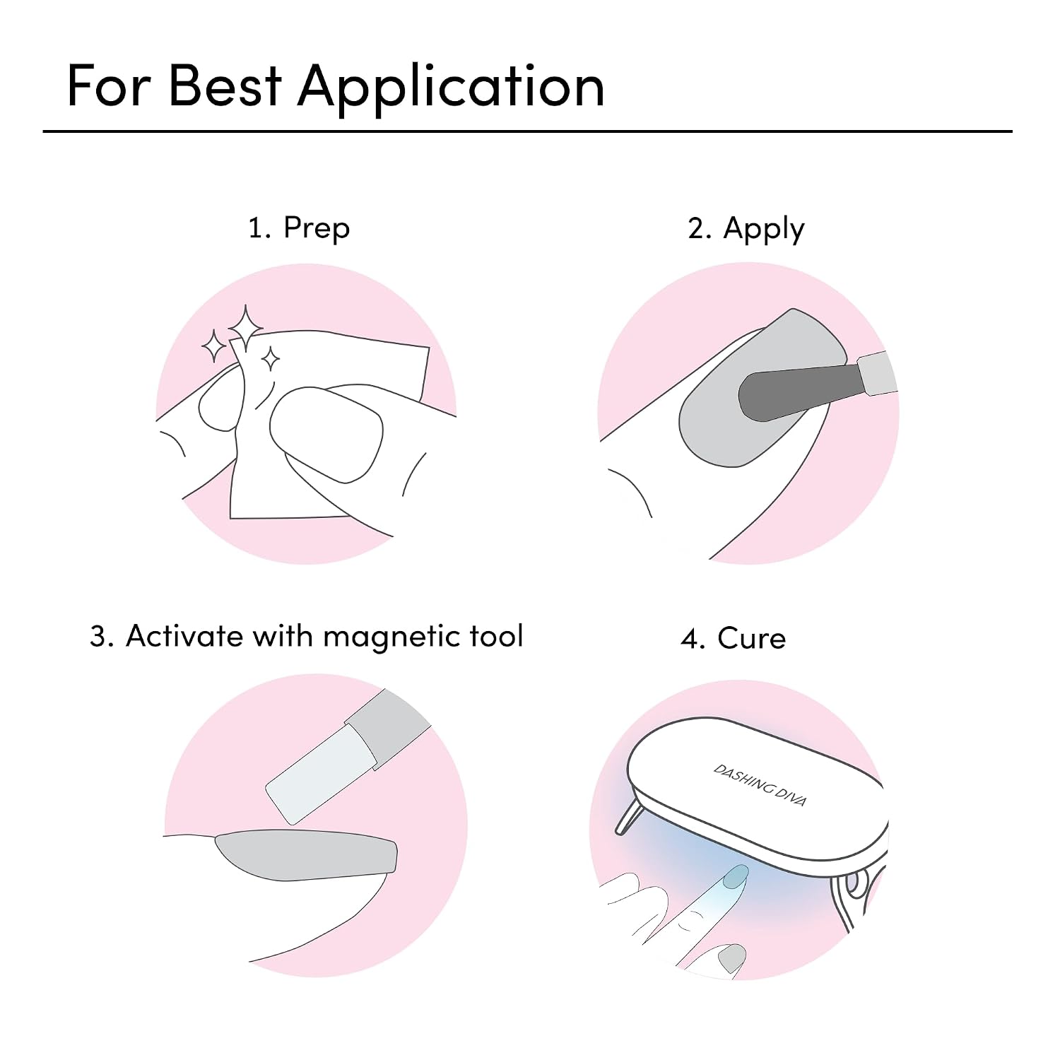 Dashing Diva One Gel Magnetic Starter Kit - Villainous - 3 in 1 Base Coat, Nail Color & Top Coat - Magnetic Polish - 9-Piece Manicure Set with LED Gel Lamp