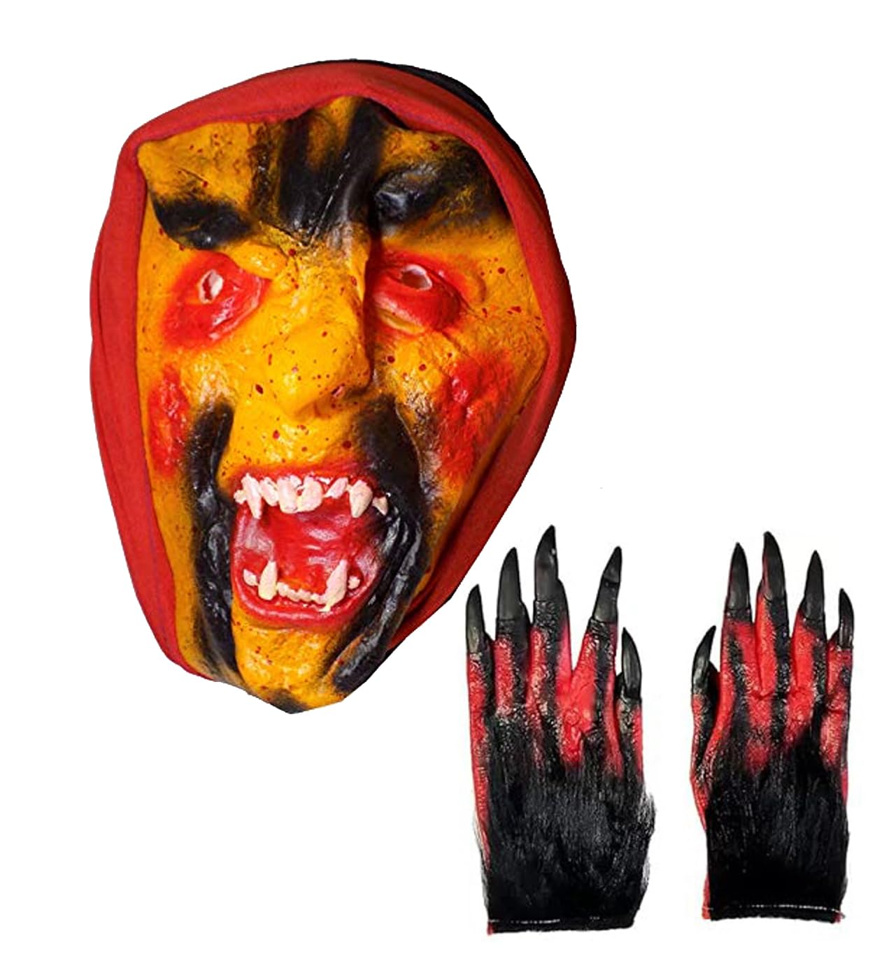 brown leaf Fancy Scary Face Mask with scary gloves Bhoot Full Head Cover Scary Cloth Mask For Halloween Horror scary spooky party