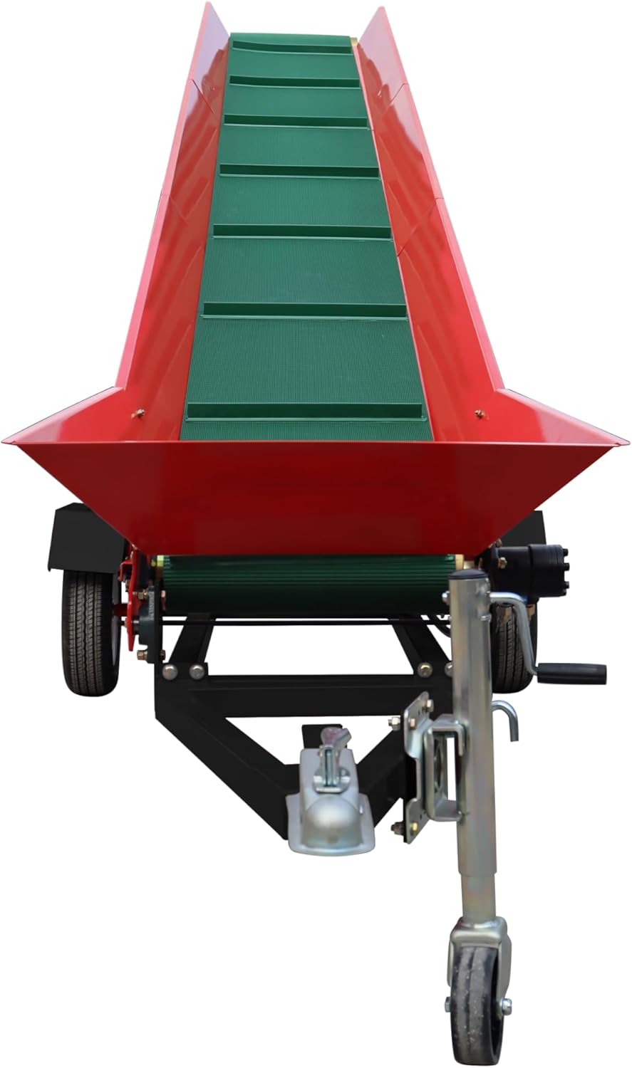 Heavy-Duty Firewood Conveyor, 6.5HP 208cc Gas Powered Portable Log Elevator, 118" Max Lift Height, 19.7" Wide Durable PVC Belt, Adjustable Speed & Hydraulic Control, ATV/UTV Towable for Yard & Farm