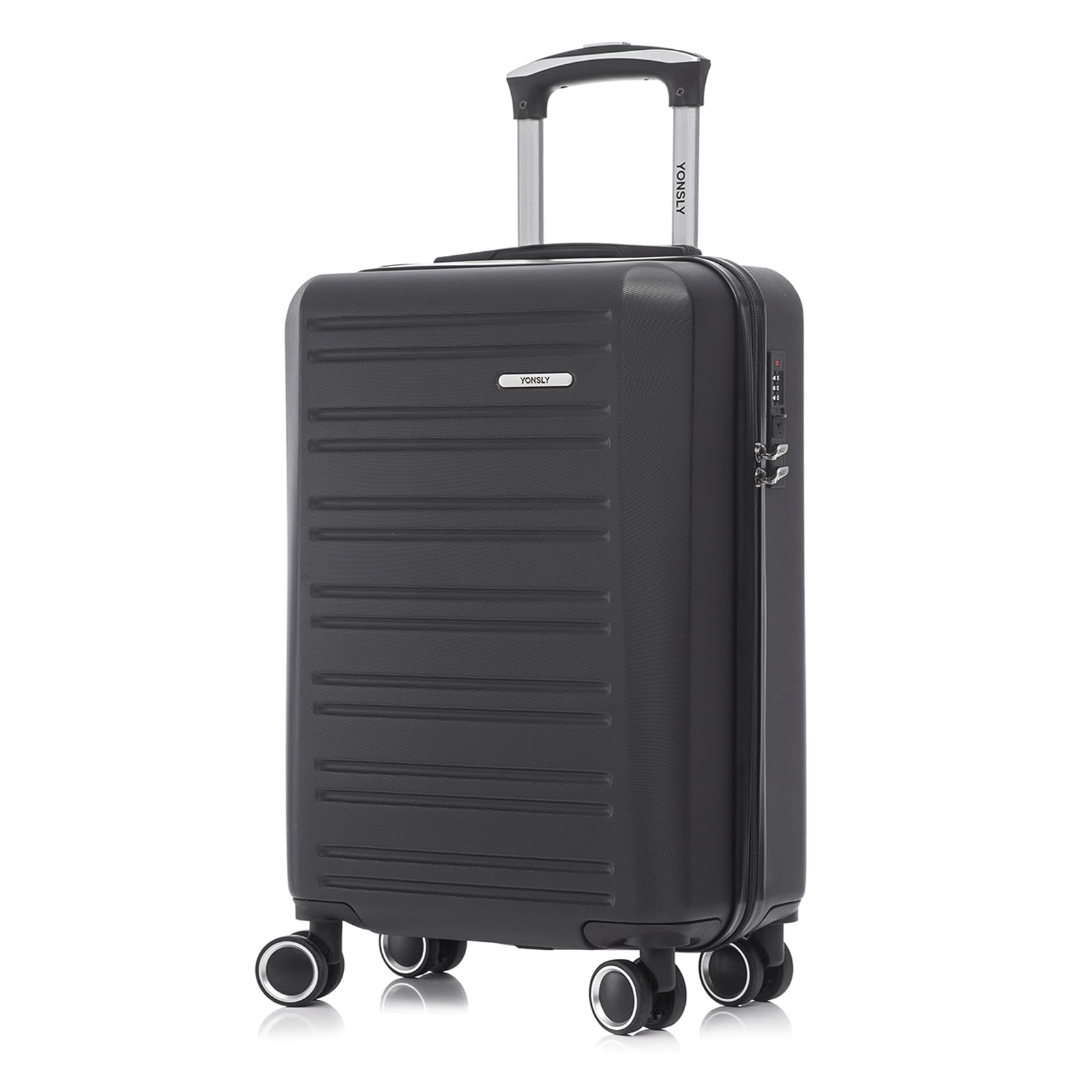 yonsly Koffer Suitcase, Trolley Reisekoffer, Rollkoffer Handgepäck mit 4 Rollen 360°, ABS Hartschalen, Sicherheitsschloss, Weicher Gummigriff, 210D-Futter