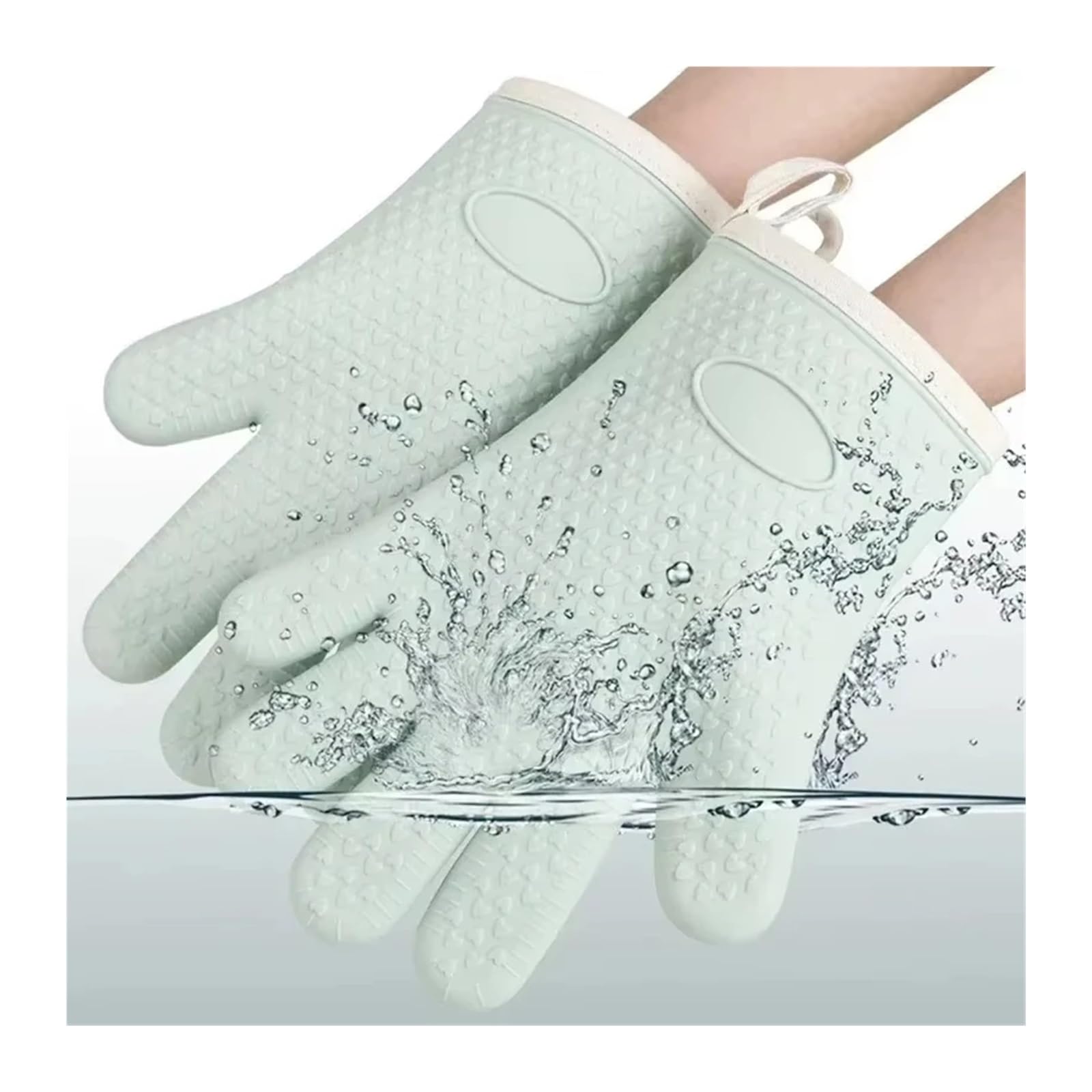 Guanto da forno e presina in silicone resistente al calore con impugnatura antiscottatura Guanti foderati in morbido cotone impermeabile for pentole calde(6 pcs)