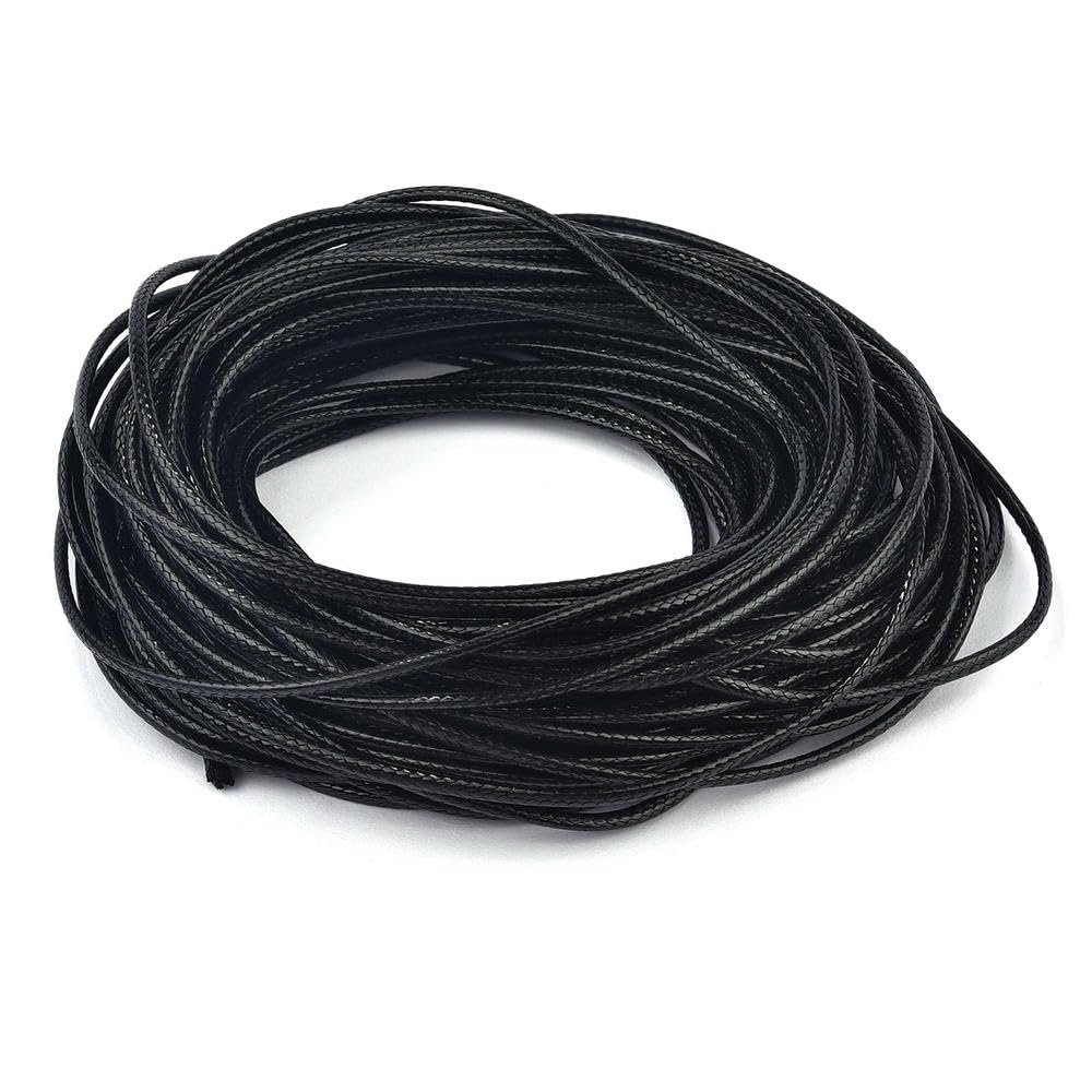 Embroidery thread, Cowhide Leather Rope String, Waxed Cords for DIY Jewelry Making Multiple Sizes Multicolor 5m Pack(Black,2.5mm)