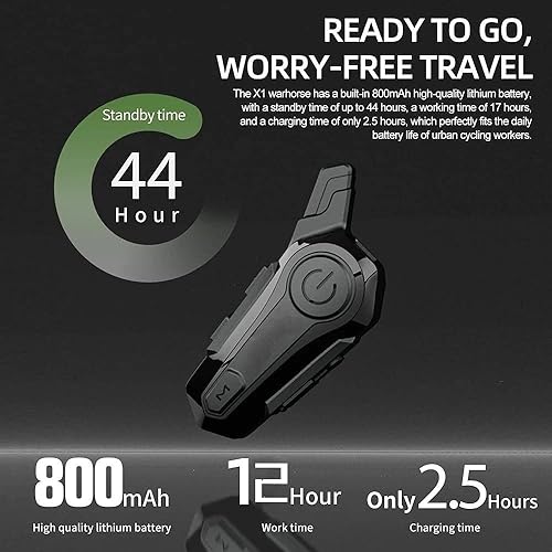 Miniatura 7 de Auriculares Bluetooth para motocicleta, intercomunicador de 3,280.8 ft con cancelación de ruido CVC, IPX6, impermeable, para 2 conductores,