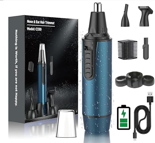Rasoio per peli del naso da uomo, ricaricabile, USB, 3 in 1, set di tagliacapelli con lama doppia, sopracciglia senza dolore e rasoio per capelli per uomini e donne