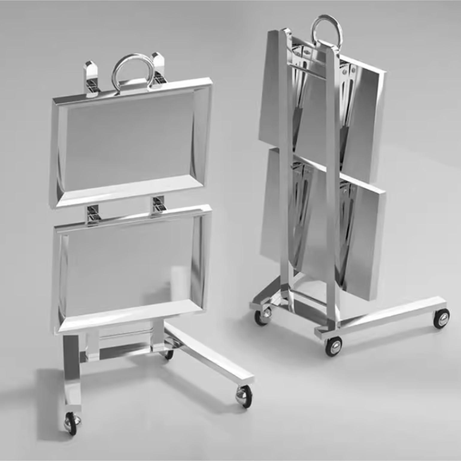 Carrello di rotolamento in acciaio inossidabile con 2 vassoi le Carrello da cucina Carrello di servizio pieghevole su ruote per vassoio Salon C Sto Versatile Utili Cart