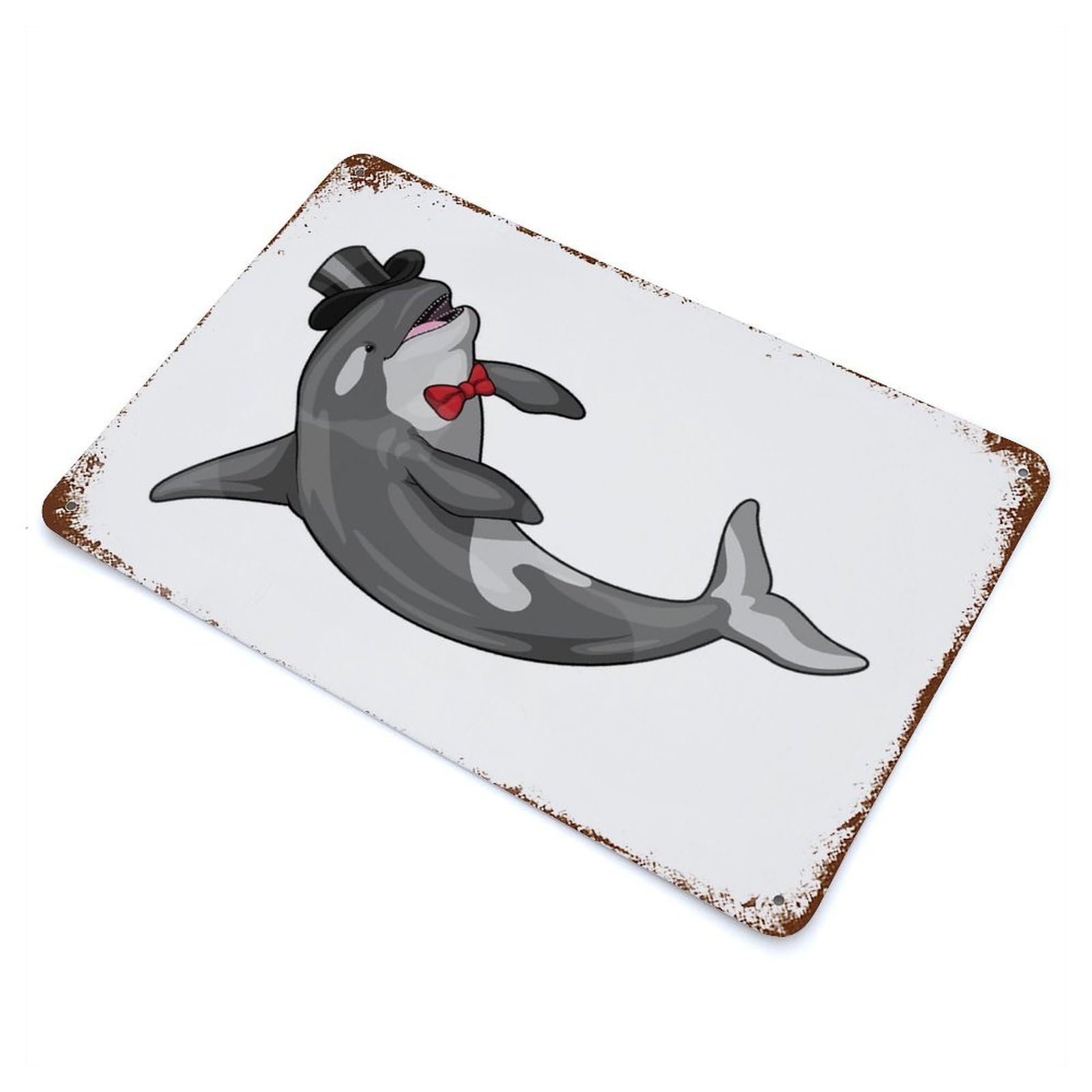 Rust Effect Tin Sign with Orca Groom Wedding Design 11.8"x7.9", for Pub, Kitchen And Man Cave Decor, Industrial Home Decor