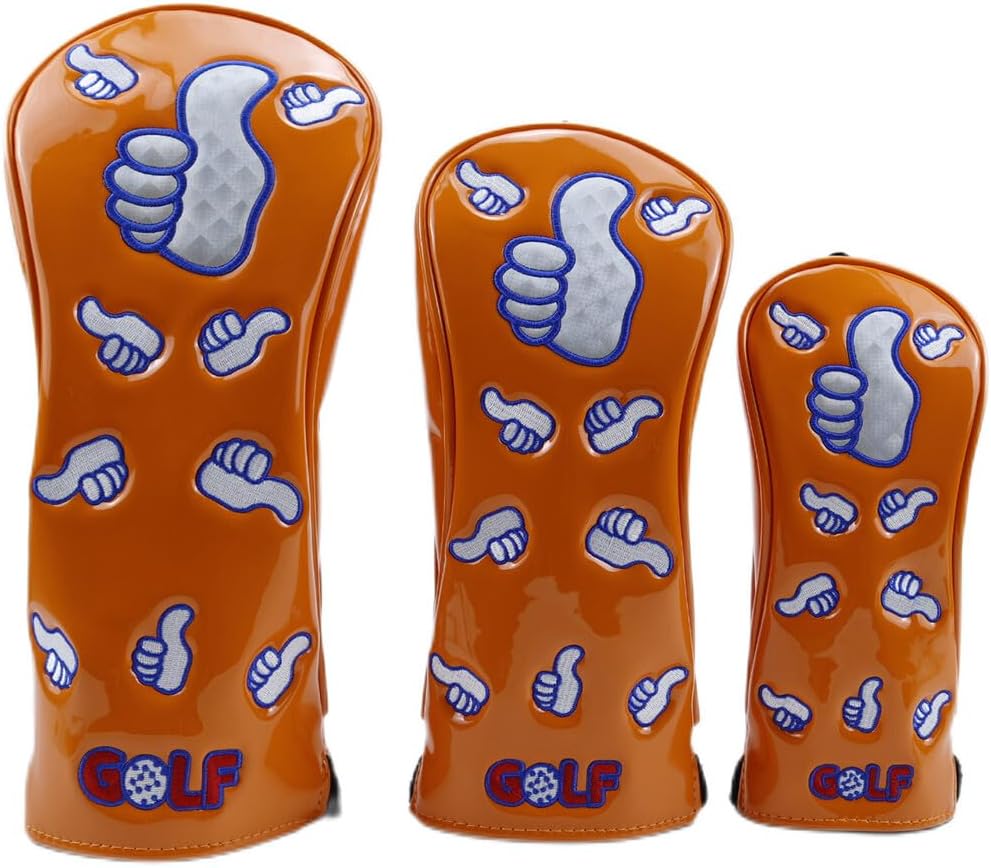Golf Orange Series Thumb Design Wood Club Head Cover 1/3/5Wood & UT