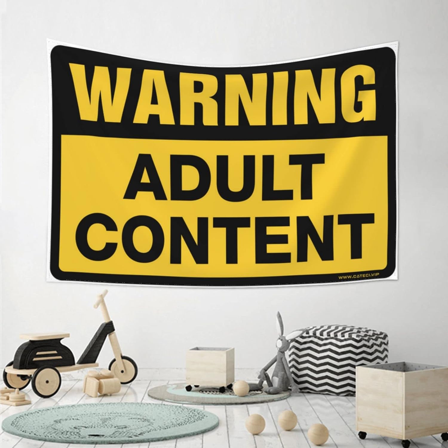 GVNVYFWUY Stuff For Your Room Warning Adult Content Tapestry Sports Bar Decor Decor For Bedroom(75X100CM) image 4