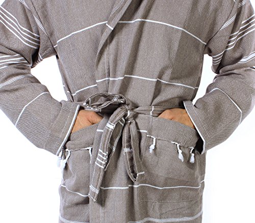 image for Cacala 100% Turkish Cotton Kimono Design Pestemal Unisex Bathrobe, Lux