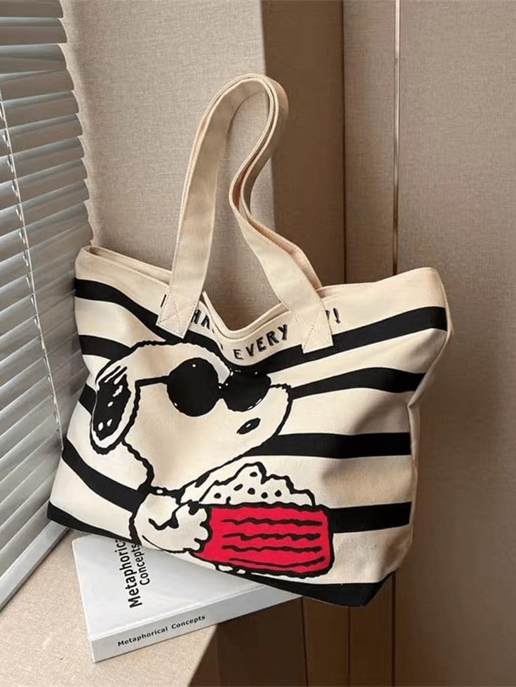 Image of Large Canvas Tote Bag for Women, Tote Handbags for Women with Zipper & Inner Pocket for College, Shopping, Office