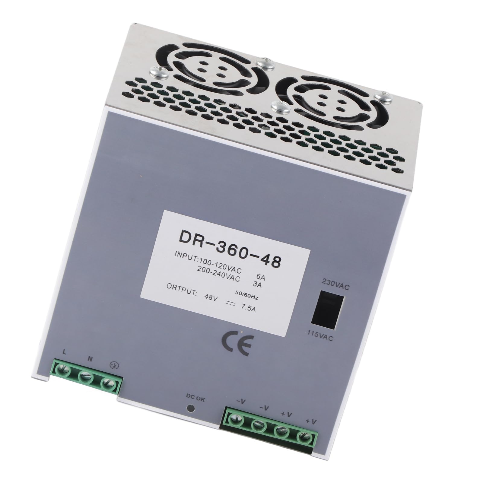 360W AC to DC Power Supply Converter, DIN Rail Mount, for