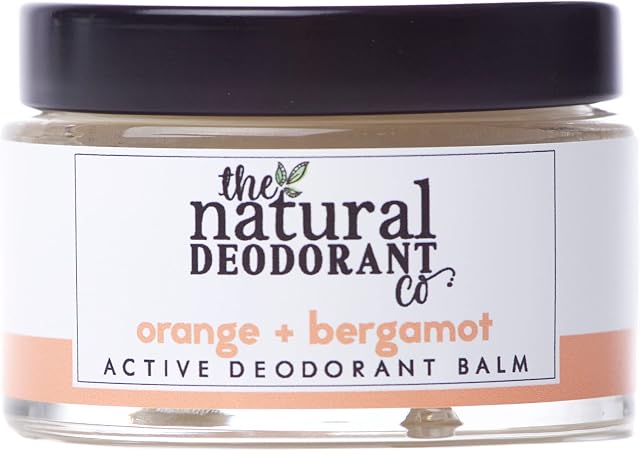The Natural Deodorant Co, Active Deodorant Balm Orange & Bergamot 55g, Aluminium Free, Plastic Free, Extra Strength