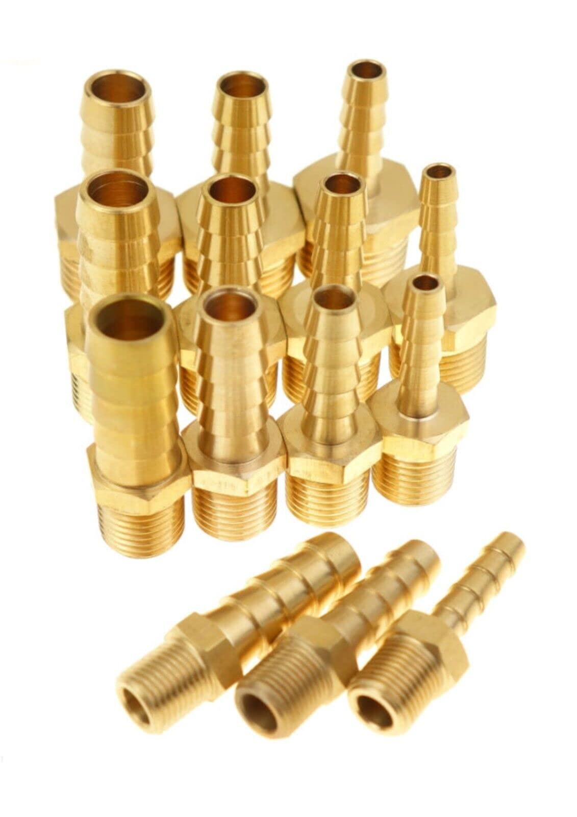 UK CELTD BSP Taper Thread x Hose Tail End Connector Brass Fitting for Air Water & Fuel (14mm Dia 1/4 Bsp Male)