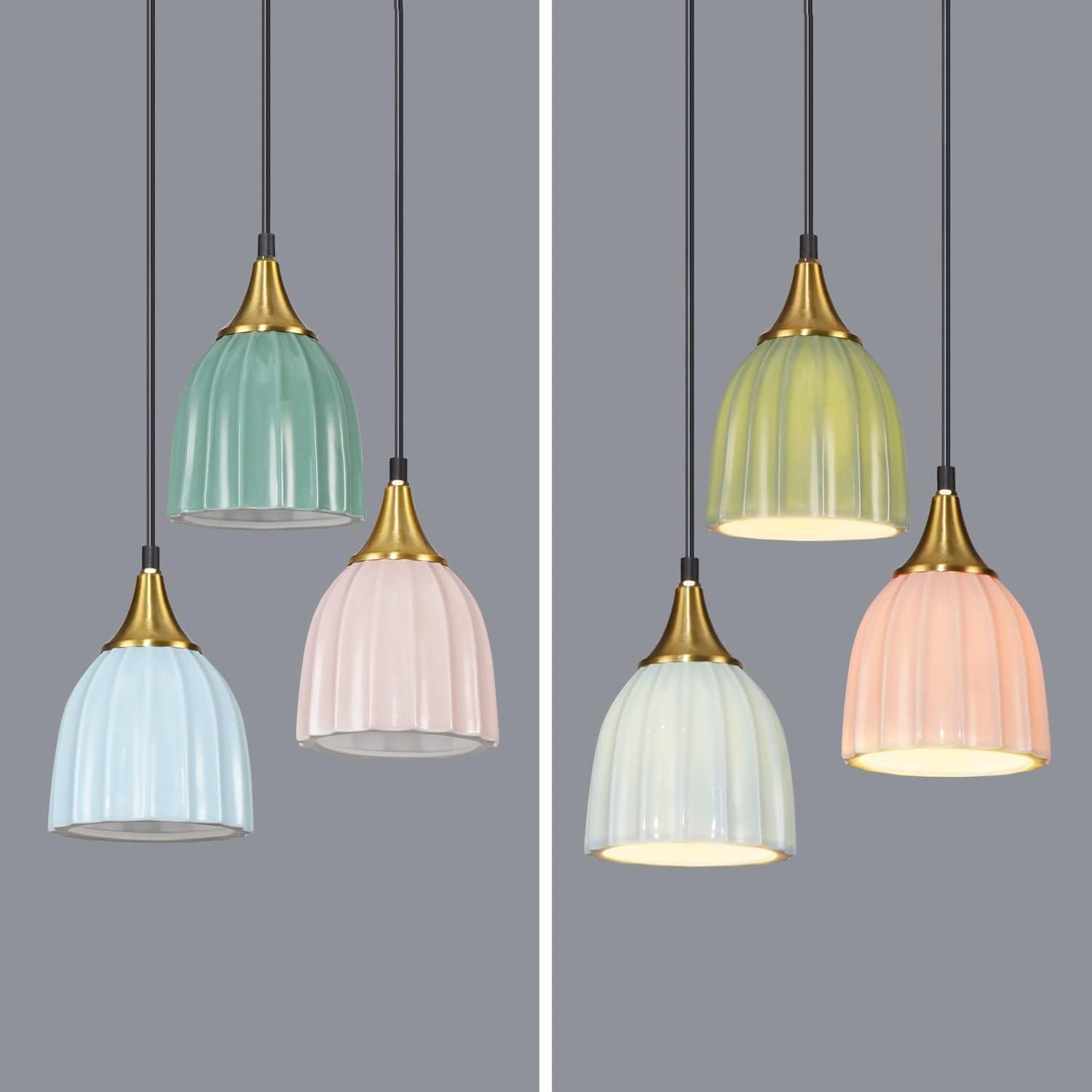 Lampadario in ceramica a coste di metà secolo E27, moderno stile rustico, con paralume in metallo a cupola, lampada a sospensione lineare nordica per isola da cucina, ristorante, soggiorno, bancone d